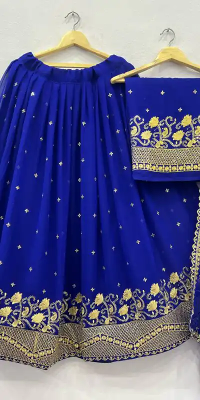 Royal Blue Georgette Embroidery And Sequins Work Lehenga Choli | Lehenga, Bollywood Lehenga, Creative Lehenga, Designer Lehenga, Embroidered Lehenga, Party Wear Lehenga