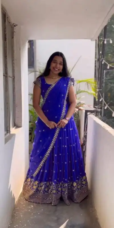 Royal Blue Georgette Embroidery And Sequins Work Lehenga Choli | Lehenga, Bollywood Lehenga, Creative Lehenga, Designer Lehenga, Embroidered Lehenga, Party Wear Lehenga