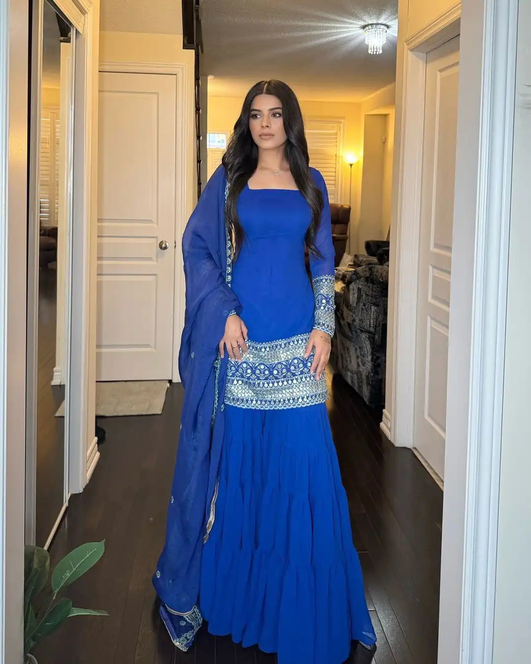 Royal Blue Georgette Thread Sequence Salwar Suit | Jump Suits, Salwar suit, Casual Suits, Creative suits, Designer Suits, Palazzo Suits, Party Wear Suits, Patiala Suits, Straight Suits