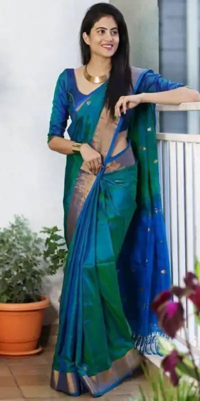 Royal Blue Lichi Silk Jacquard Border Saree | Sarees, Bollywood Sarees, Creative Sarees, Designer Sarees, Embroidered Sarees, Ethnic Saree, Modern Digital sarees, Party Wear Sarees