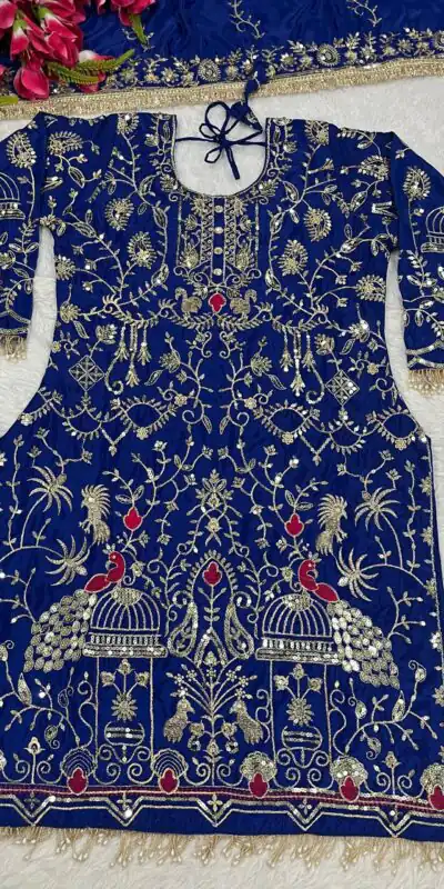 Royal Blue Natural Crep Embroidery Work Salwar Suit | Jump Suits, Salwar suit, Casual Suits, Creative suits, Designer Suits, Palazzo Suits, Party Wear Suits, Patiala Suits, Straight Suits