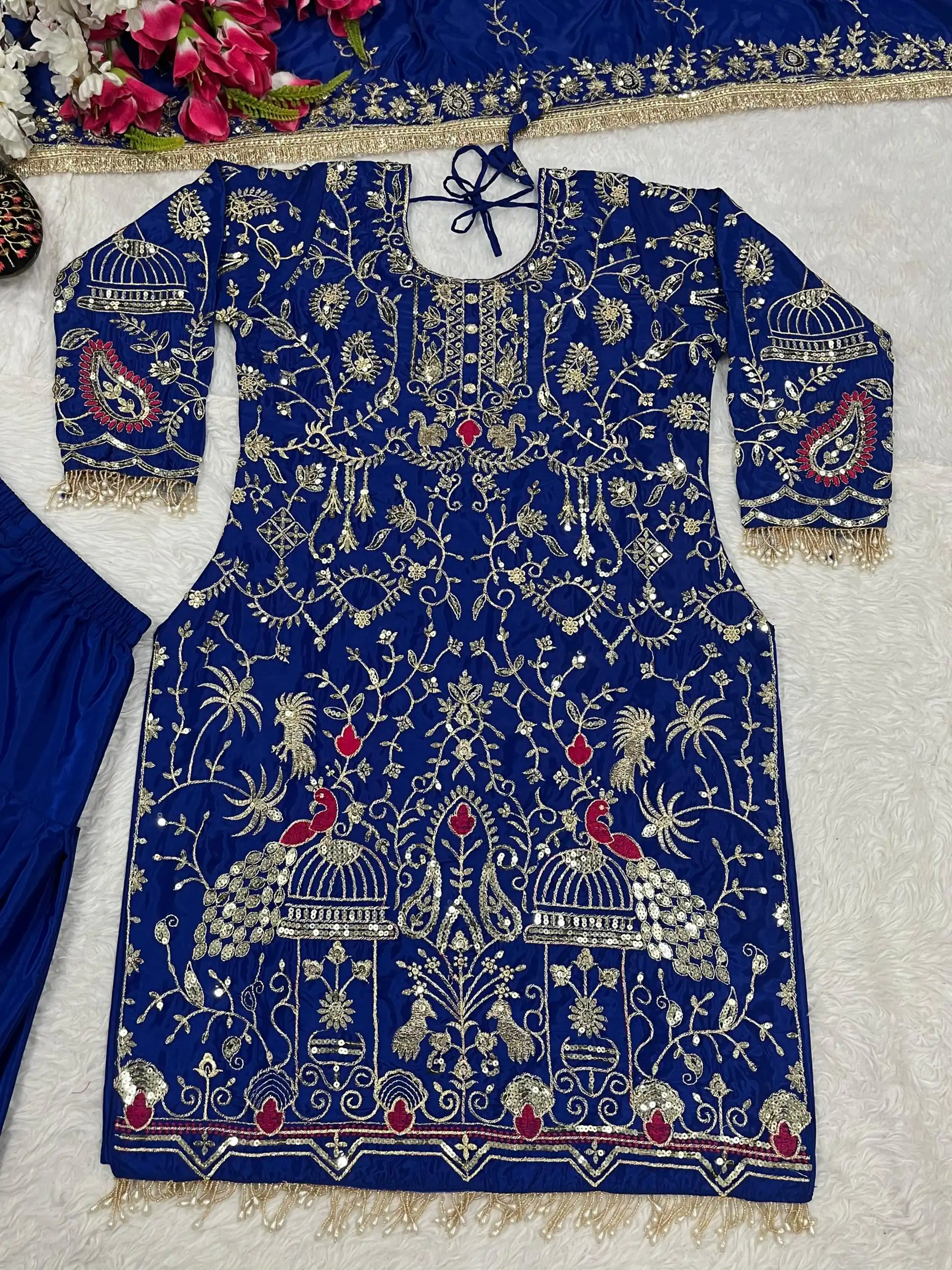 Royal Blue Natural Crep Embroidery Work Salwar Suit | Jump Suits, Salwar suit, Casual Suits, Creative suits, Designer Suits, Palazzo Suits, Party Wear Suits, Patiala Suits, Straight Suits