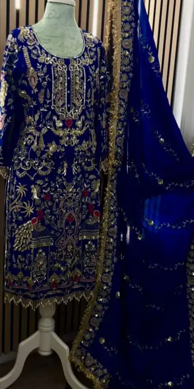 Royal Blue Natural Crep Embroidery Work Salwar Suit | Jump Suits, Salwar suit, Casual Suits, Creative suits, Designer Suits, Palazzo Suits, Party Wear Suits, Patiala Suits, Straight Suits