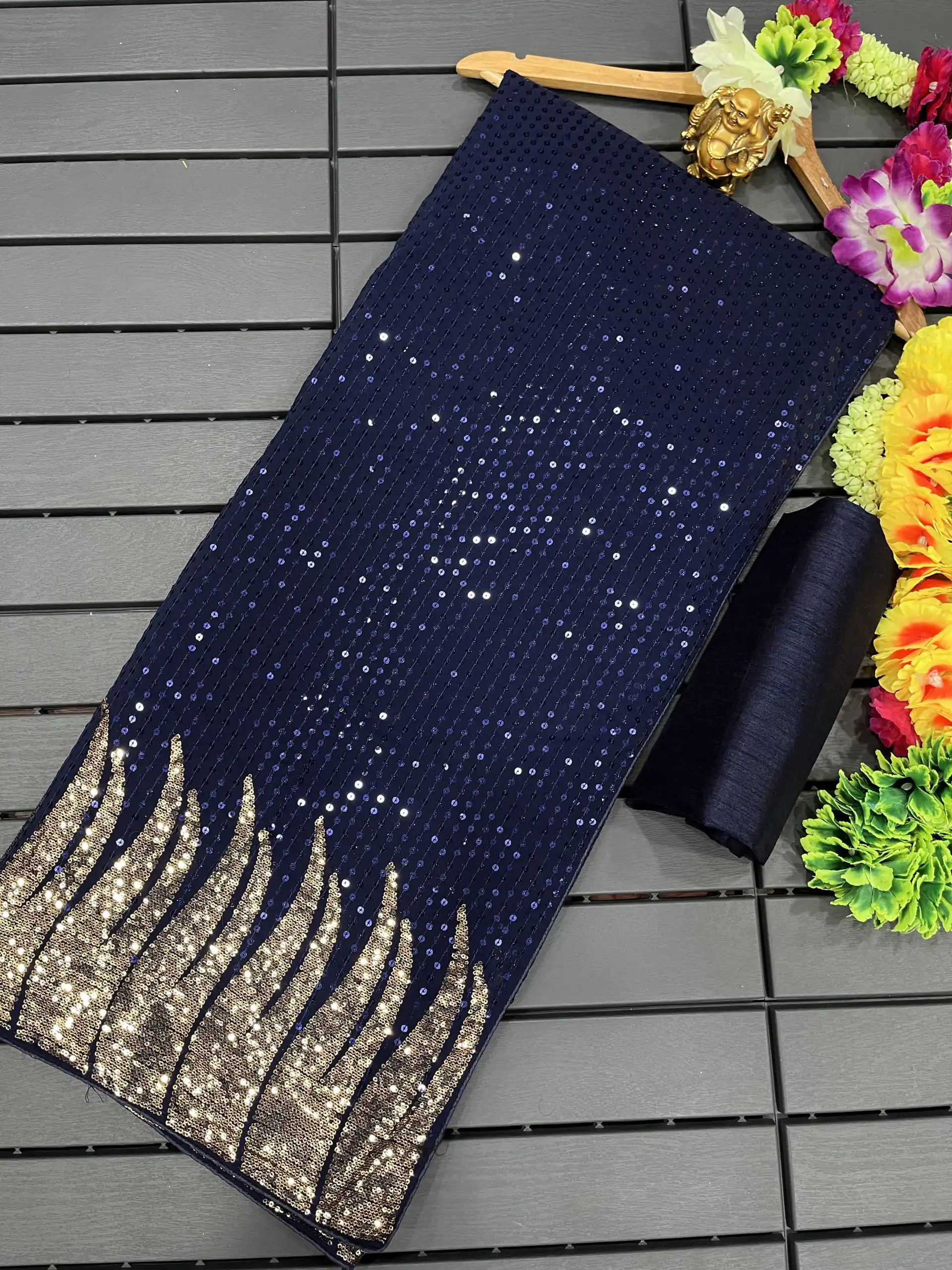 Royal Blue Of Heavy Quality 60 Gram Georgette Saree | Sarees, Bollywood Sarees, Creative Sarees, Designer Sarees, Embroidered Sarees, Ethnic Saree, Modern Digital sarees, Party Wear Sarees