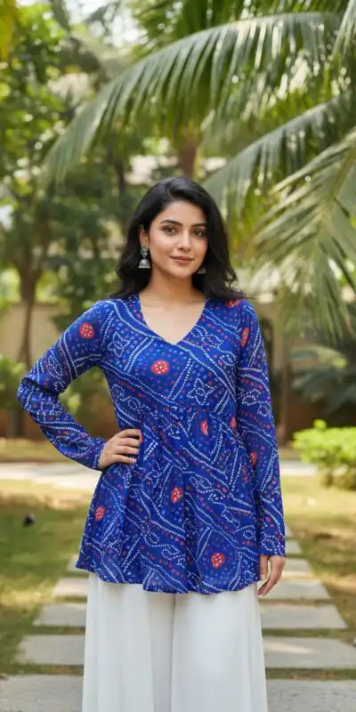 Royal Blue Pure Georgette With Printed Kurti | Kurti, Bollywood Kurti, Creative Kurtis, Designer Kurti, Party Wear Kurti, Selfie Kurti
