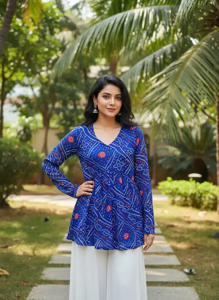 Royal Blue Pure Georgette With Printed Kurti | Kurti, Bollywood Kurti, Creative Kurtis, Designer Kurti, Party Wear Kurti, Selfie Kurti