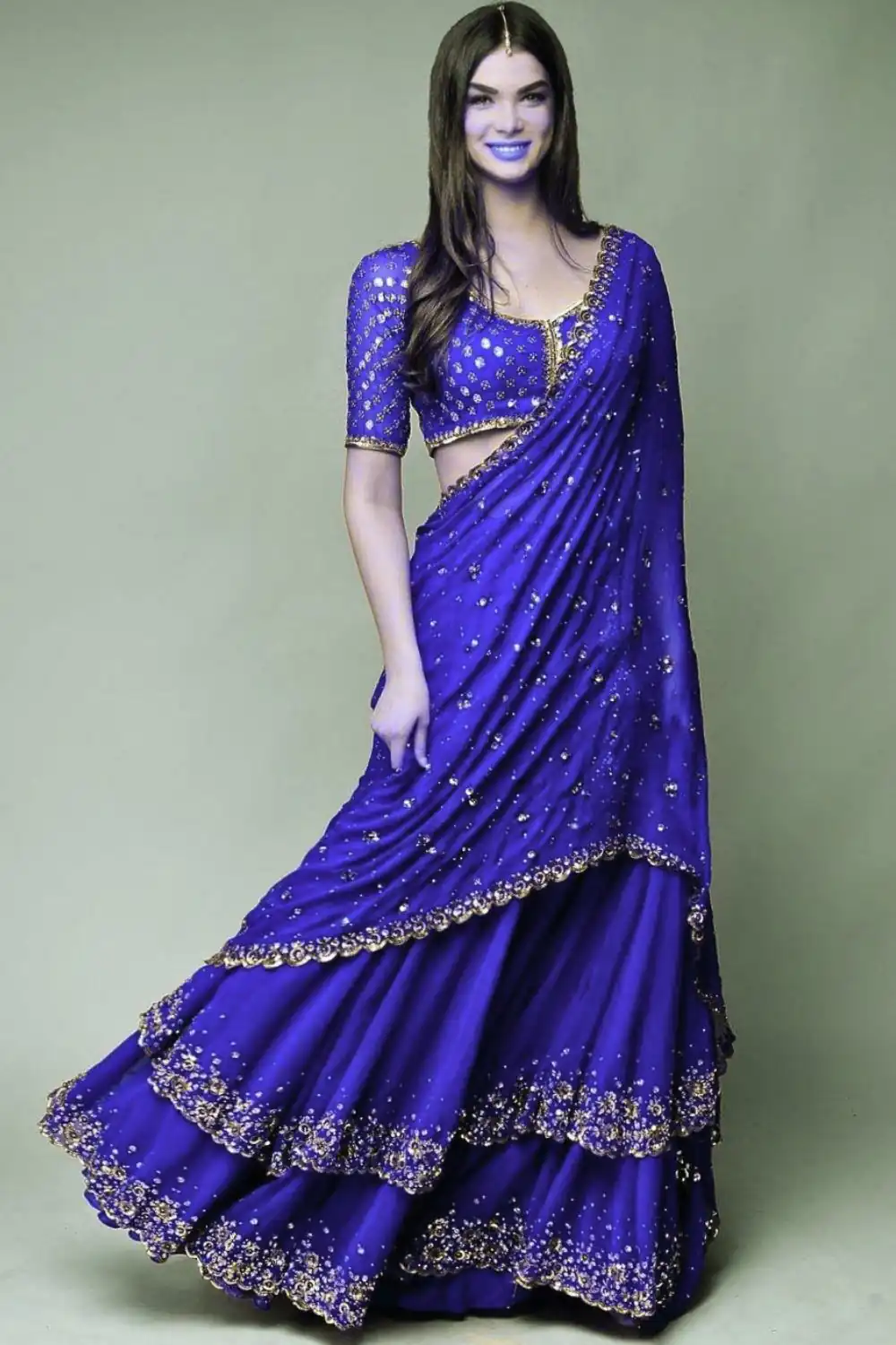 Royal Blue Sequin Lehenga Choli | Lehenga, Bollywood Lehenga, Creative Lehenga, Designer Lehenga, Embroidered Lehenga, Party Wear Lehenga