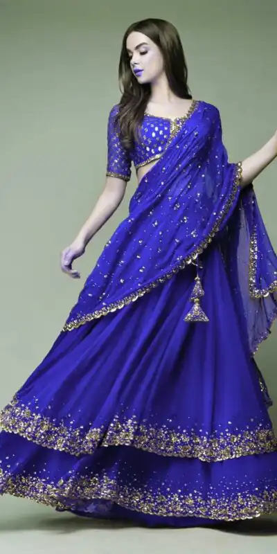 Royal Blue Sequin Lehenga Choli | Lehenga, Bollywood Lehenga, Creative Lehenga, Designer Lehenga, Embroidered Lehenga, Party Wear Lehenga