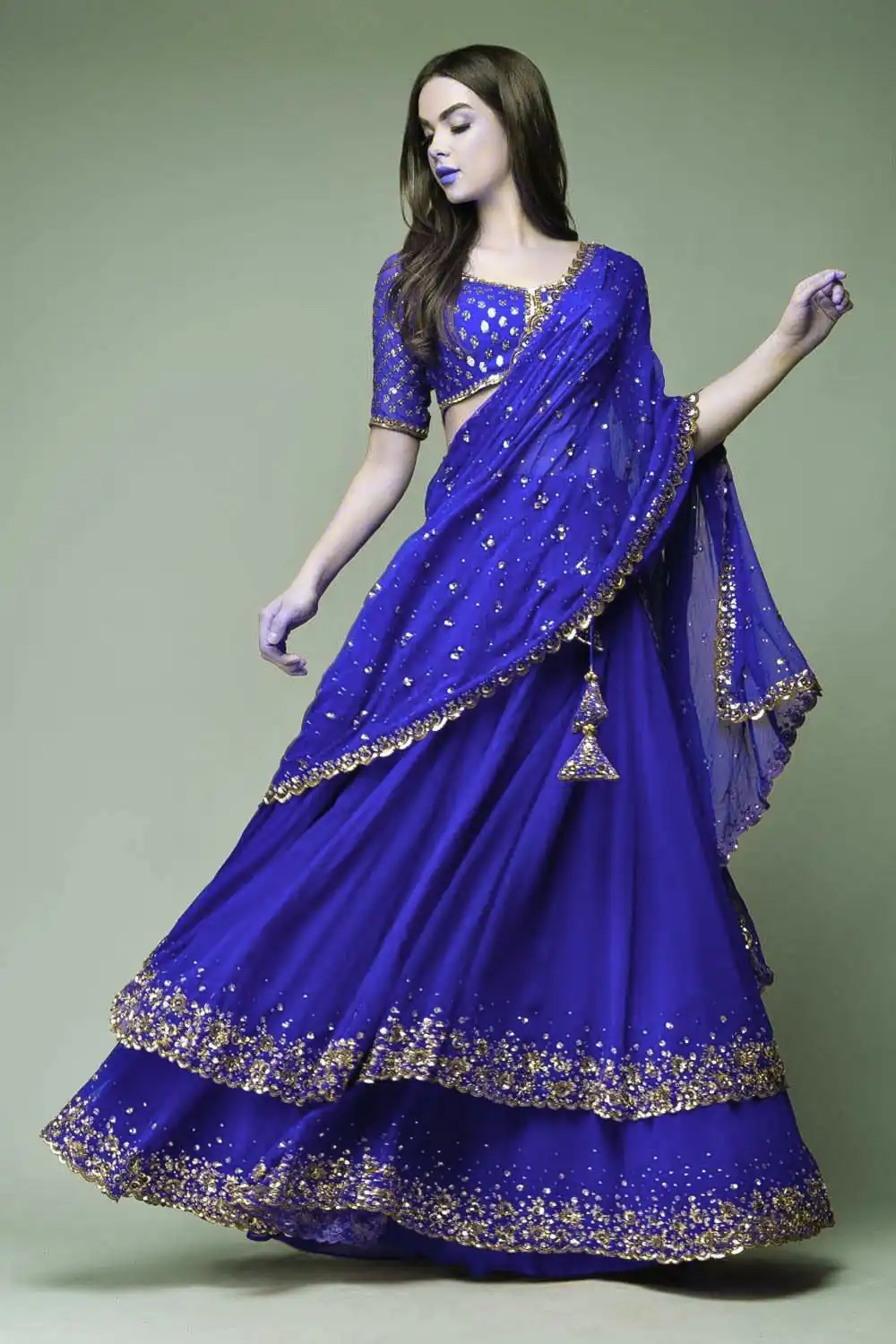Royal Blue Sequin Lehenga Choli | Lehenga, Bollywood Lehenga, Creative Lehenga, Designer Lehenga, Embroidered Lehenga, Party Wear Lehenga