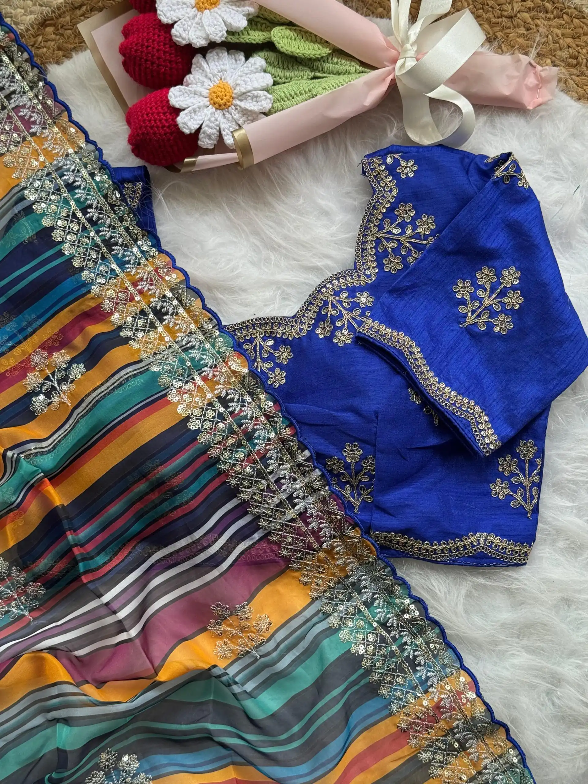 Royal Blue Soft Organza Embroidery Work Lace Saree | Sarees, Bollywood Sarees, Creative Sarees, Designer Sarees, Embroidered Sarees, Ethnic Saree, Modern Digital sarees, Party Wear Sarees