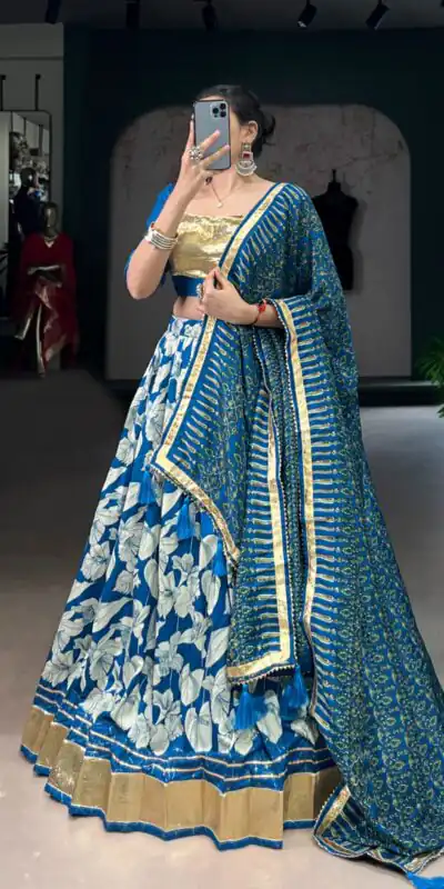 Royal Blue Tasar Silk Lace Work Lehenga Choli | Lehenga, Bollywood Lehenga, Creative Lehenga, Designer Lehenga, Embroidered Lehenga, Party Wear Lehenga