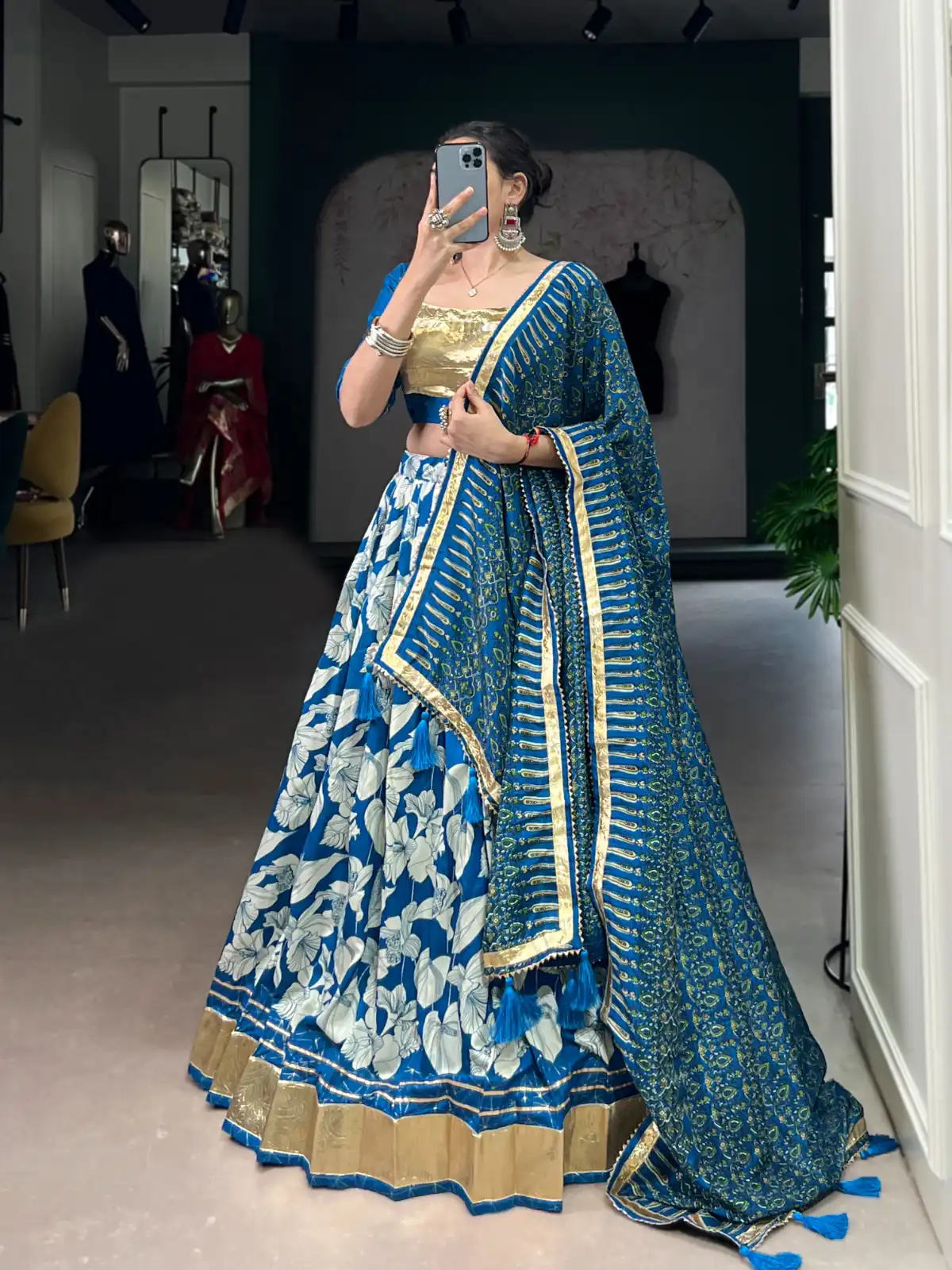 Royal Blue Tasar Silk Lace Work Lehenga Choli | Lehenga, Bollywood Lehenga, Creative Lehenga, Designer Lehenga, Embroidered Lehenga, Party Wear Lehenga