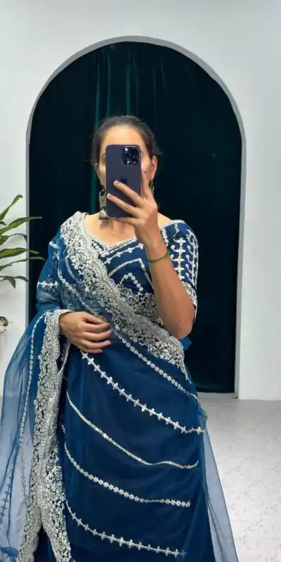 Royal Blue Vichitra Embroidery Lehenga Saree | Lehenga, Bollywood Lehenga, Creative Lehenga, Designer Lehenga, Embroidered Lehenga, Party Wear Lehenga