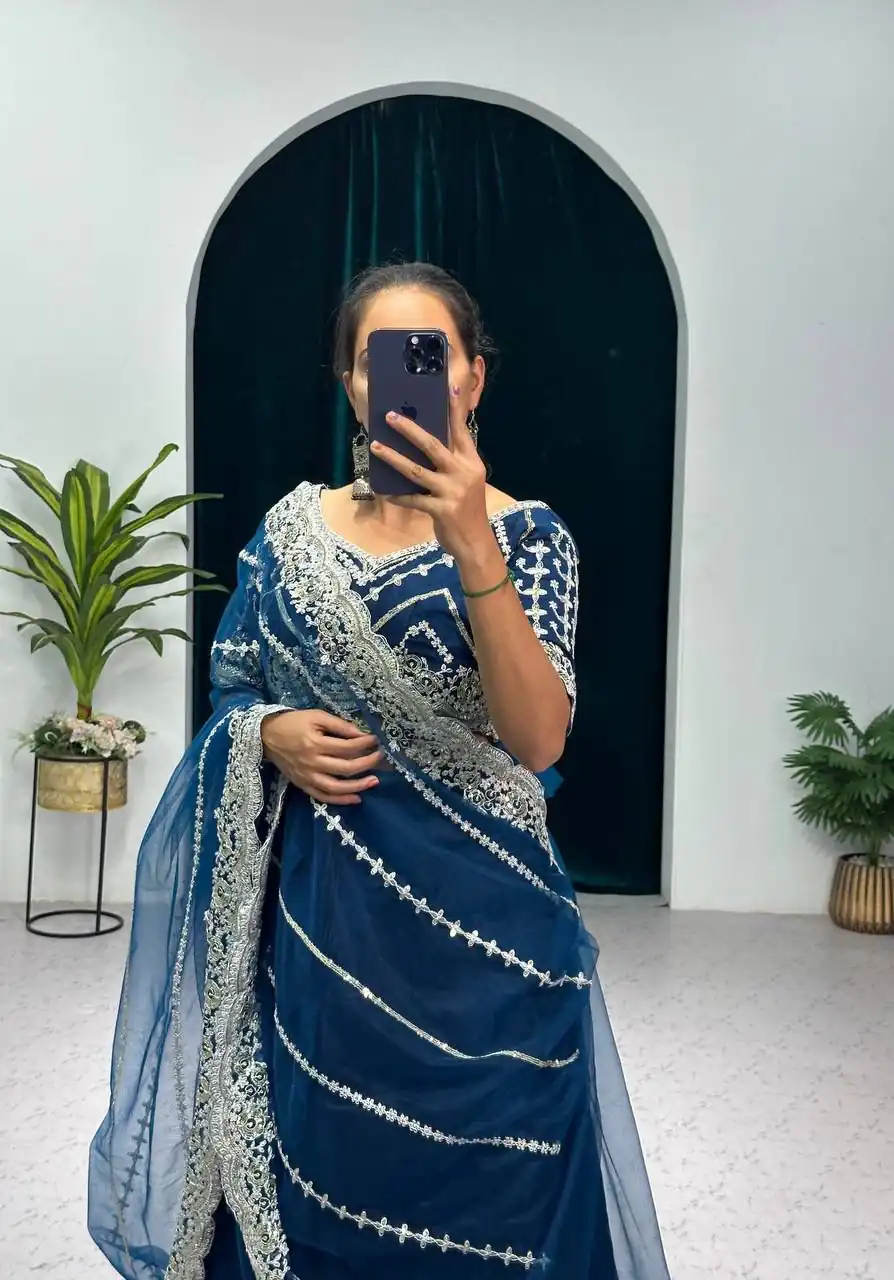 Royal Blue Vichitra Embroidery Lehenga Saree | Lehenga, Bollywood Lehenga, Creative Lehenga, Designer Lehenga, Embroidered Lehenga, Party Wear Lehenga