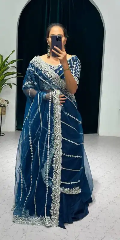 Royal Blue Vichitra Embroidery Lehenga Saree | Lehenga, Bollywood Lehenga, Creative Lehenga, Designer Lehenga, Embroidered Lehenga, Party Wear Lehenga