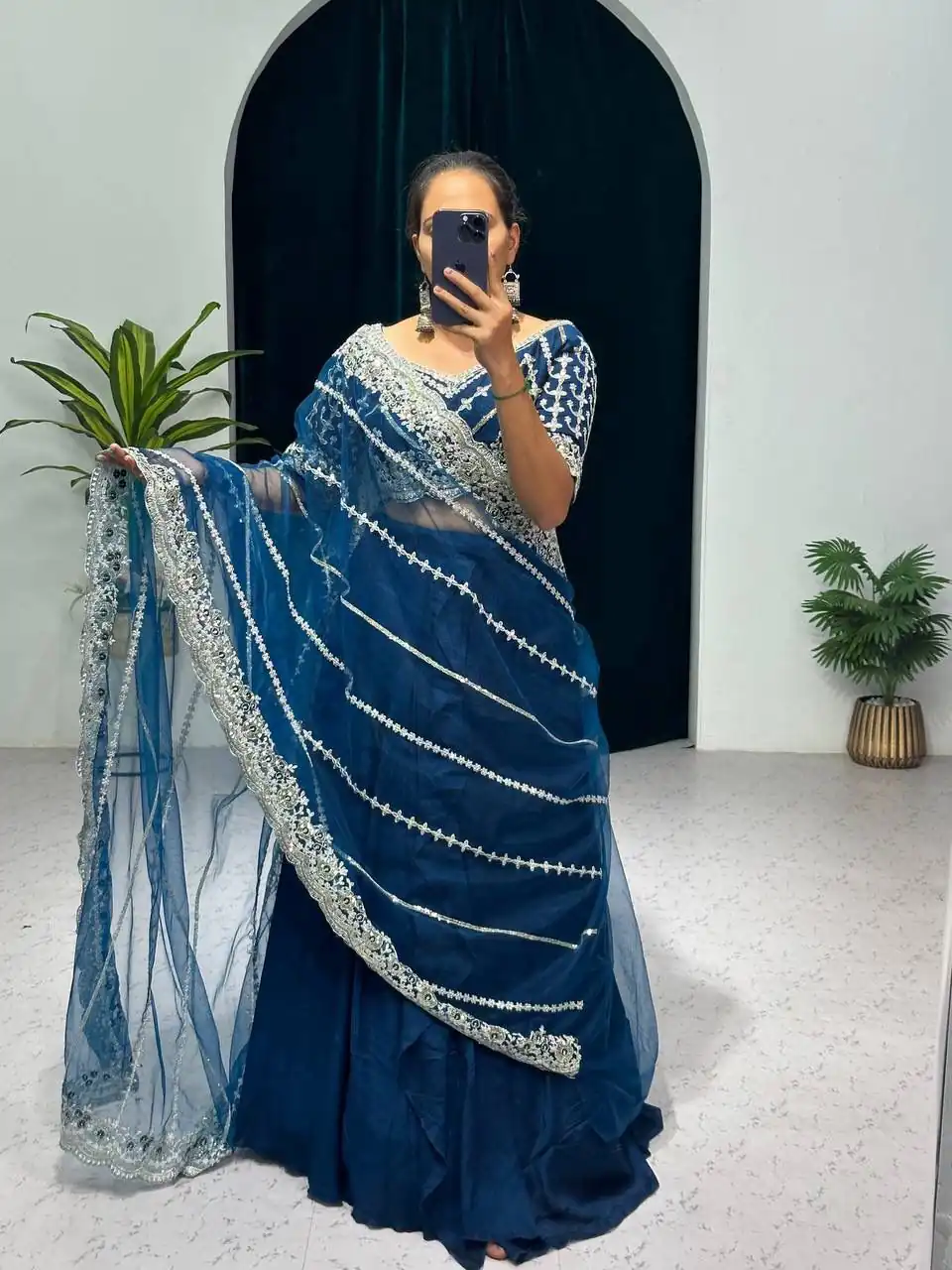 Royal Blue Vichitra Embroidery Lehenga Saree | Lehenga, Bollywood Lehenga, Creative Lehenga, Designer Lehenga, Embroidered Lehenga, Party Wear Lehenga