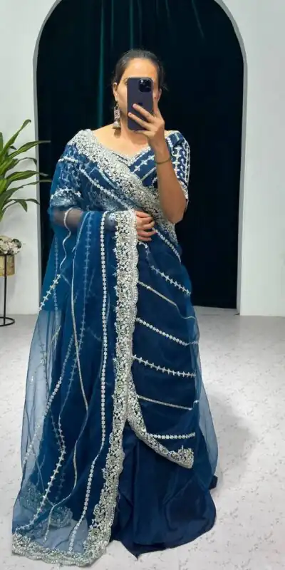 Royal Blue Vichitra Embroidery Lehenga Saree | Lehenga, Bollywood Lehenga, Creative Lehenga, Designer Lehenga, Embroidered Lehenga, Party Wear Lehenga