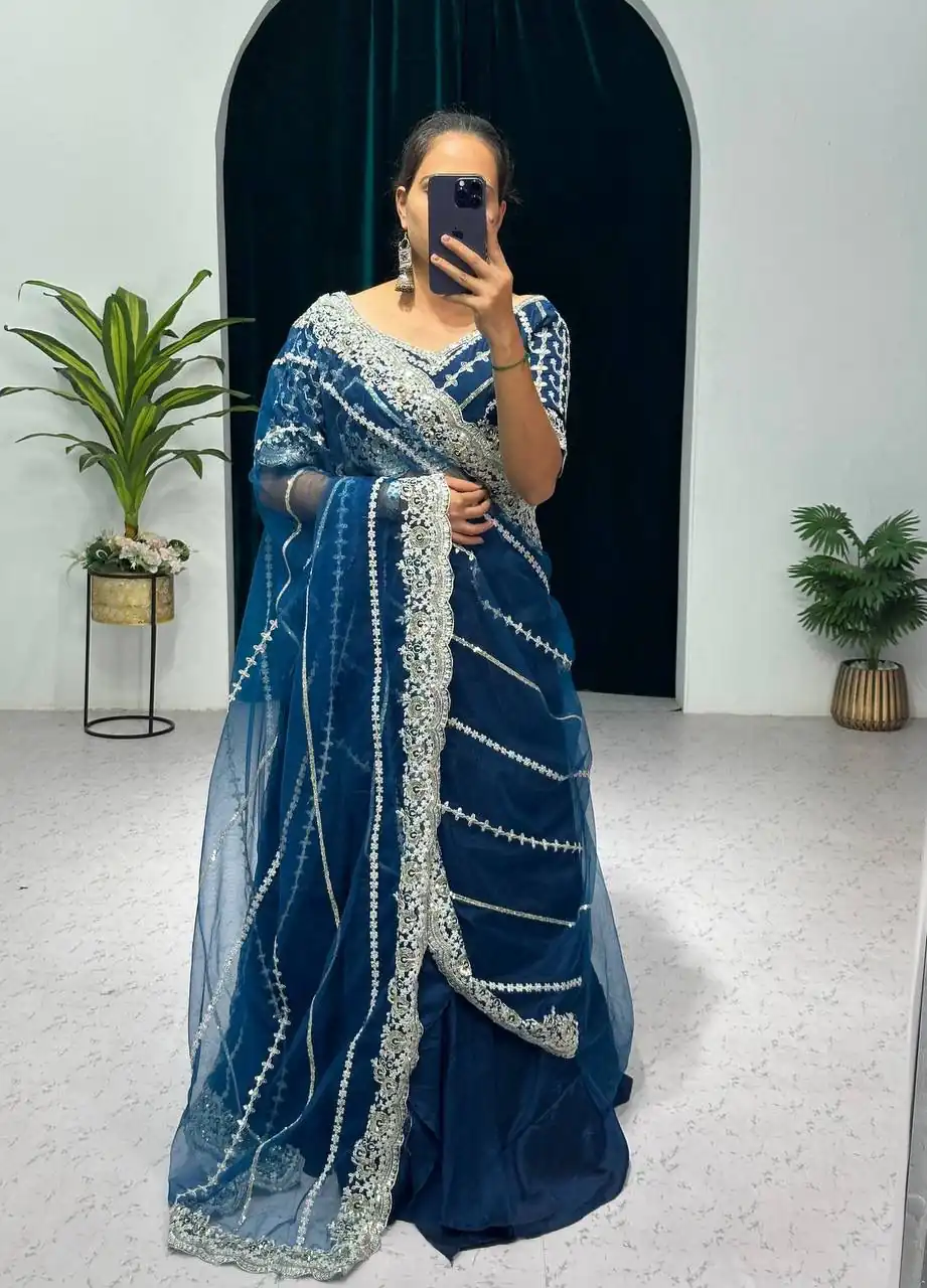 Royal Blue Vichitra Embroidery Lehenga Saree | Lehenga, Bollywood Lehenga, Creative Lehenga, Designer Lehenga, Embroidered Lehenga, Party Wear Lehenga