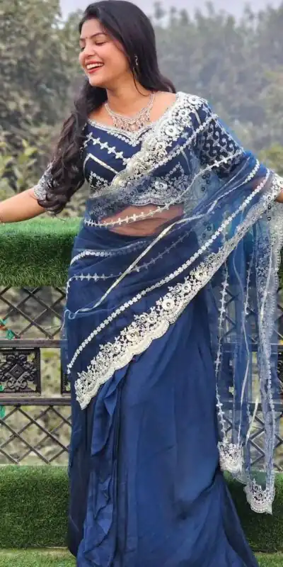 Royal Blue Vichitra Embroidery Lehenga Saree | Lehenga, Bollywood Lehenga, Creative Lehenga, Designer Lehenga, Embroidered Lehenga, Party Wear Lehenga