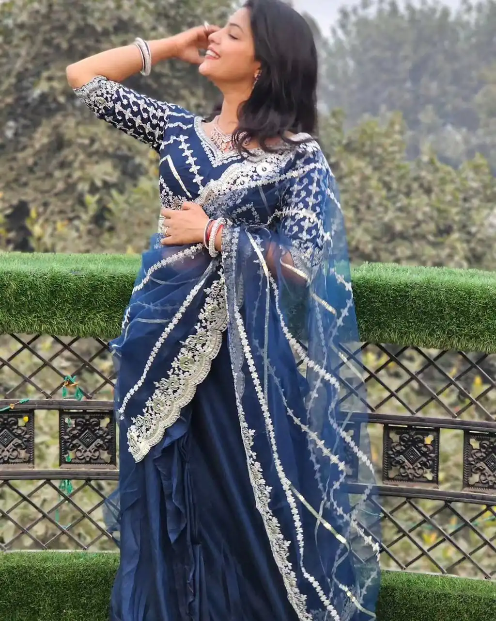 Royal Blue Vichitra Embroidery Lehenga Saree | Lehenga, Bollywood Lehenga, Creative Lehenga, Designer Lehenga, Embroidered Lehenga, Party Wear Lehenga