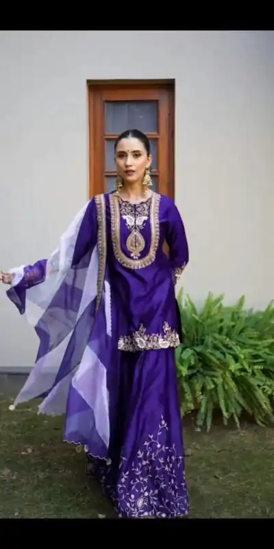 Royal Purple Chinon Thread Sequence Work Salwar Suit | Jump Suits, Salwar suit, Casual Suits, Creative suits, Designer Suits, Palazzo Suits, Party Wear Suits, Patiala Suits, Straight Suits