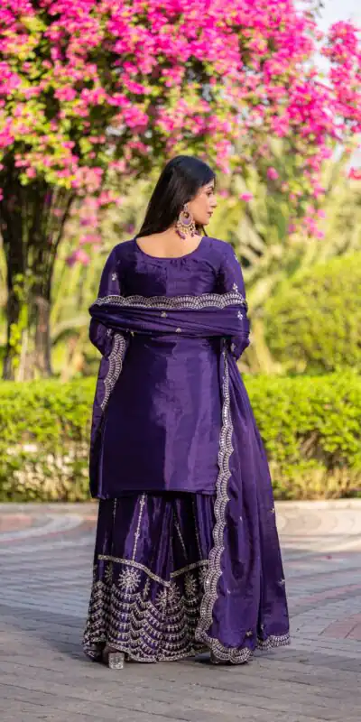 Royal Purple Chinon Thread Sequence Work Salwar Suit | Jump Suits, Salwar suit, Casual Suits, Creative suits, Designer Suits, Palazzo Suits, Party Wear Suits, Patiala Suits, Straight Suits