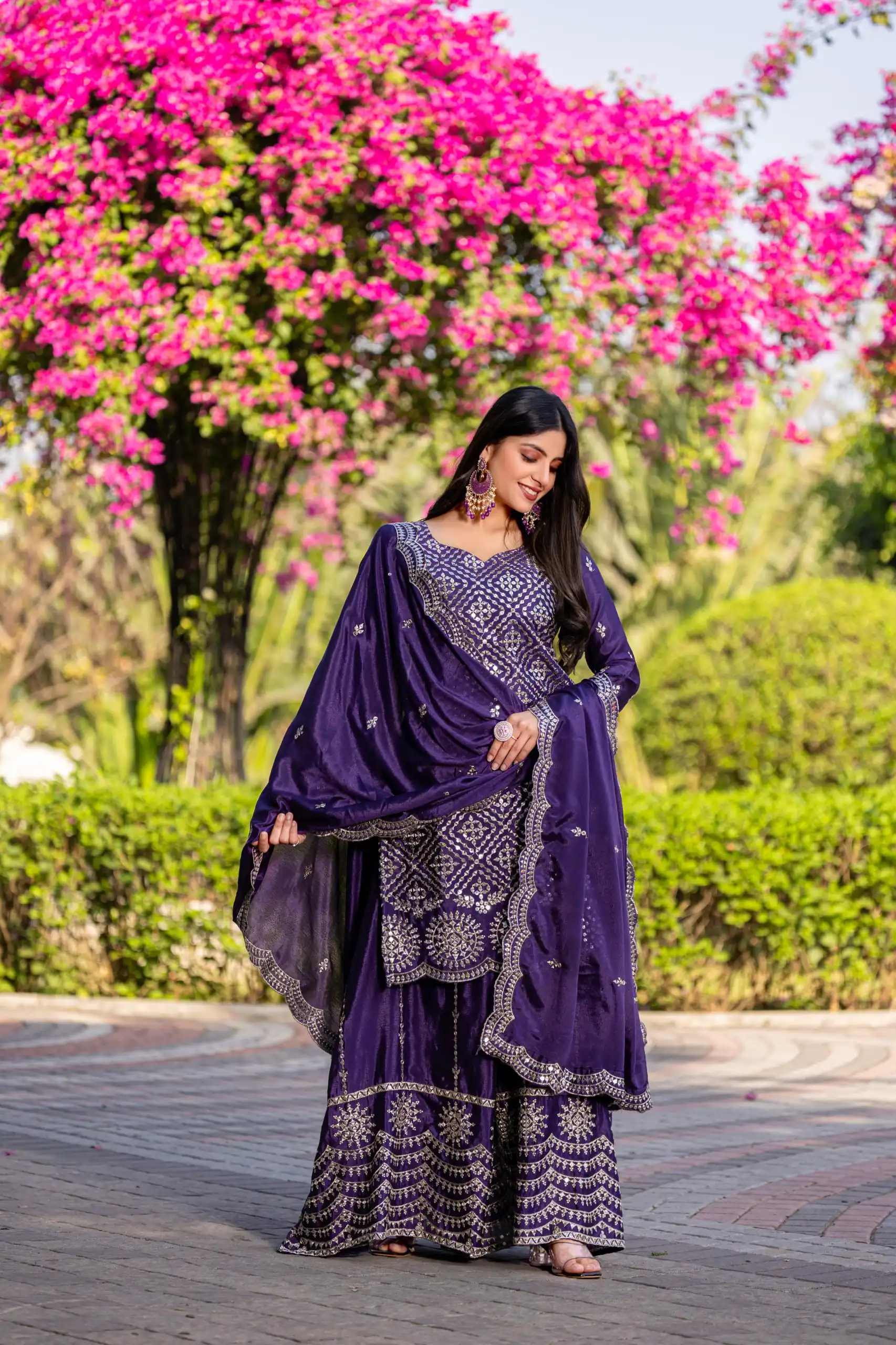 Royal Purple Chinon Thread Sequence Work Salwar Suit | Jump Suits, Salwar suit, Casual Suits, Creative suits, Designer Suits, Palazzo Suits, Party Wear Suits, Patiala Suits, Straight Suits