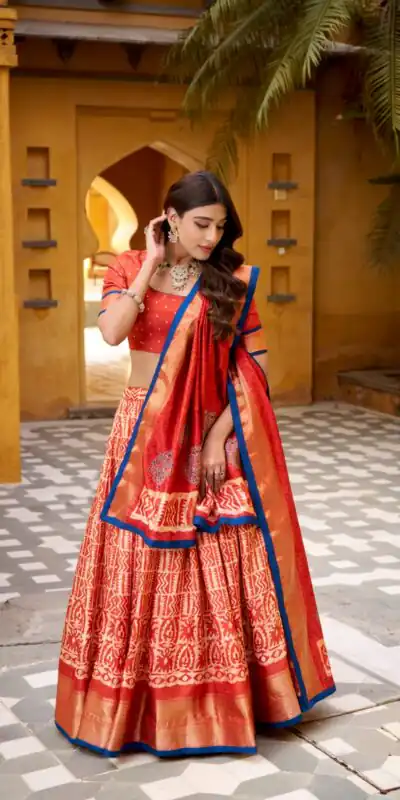 Rust Dola Silk Zari Weaving Work Lehenga Choli | Lehenga, Bollywood Lehenga, Creative Lehenga, Designer Lehenga, Embroidered Lehenga, Party Wear Lehenga