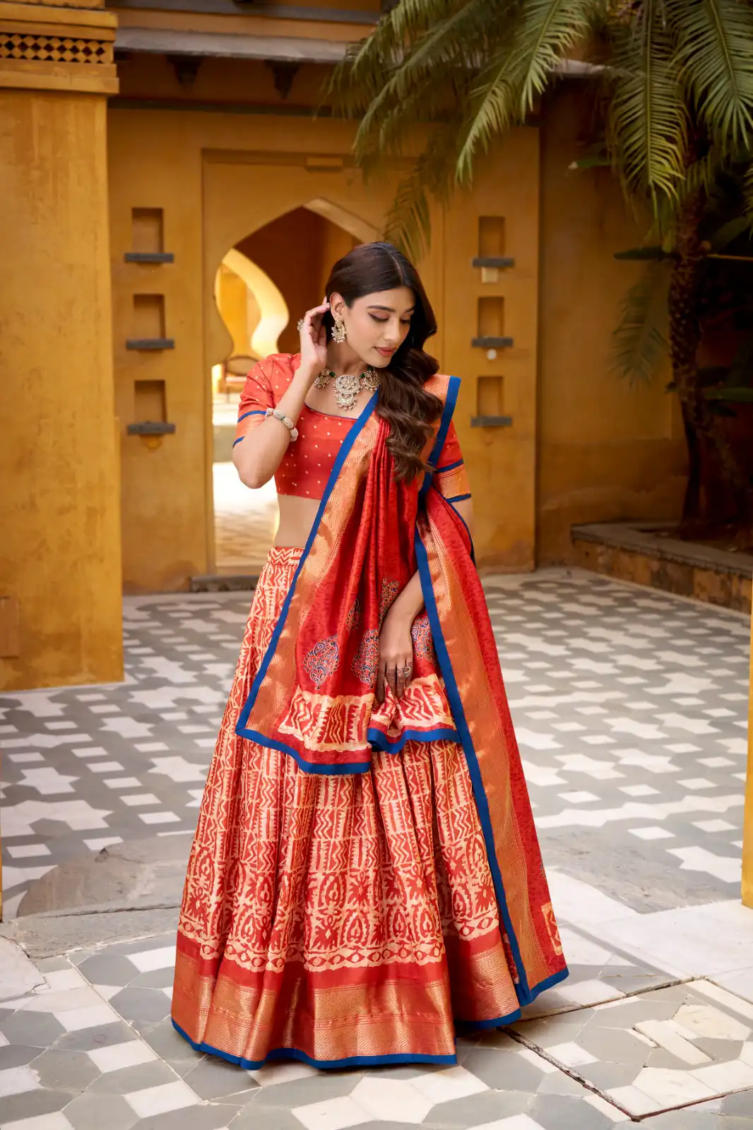 Rust Dola Silk Zari Weaving Work Lehenga Choli | Lehenga, Bollywood Lehenga, Creative Lehenga, Designer Lehenga, Embroidered Lehenga, Party Wear Lehenga
