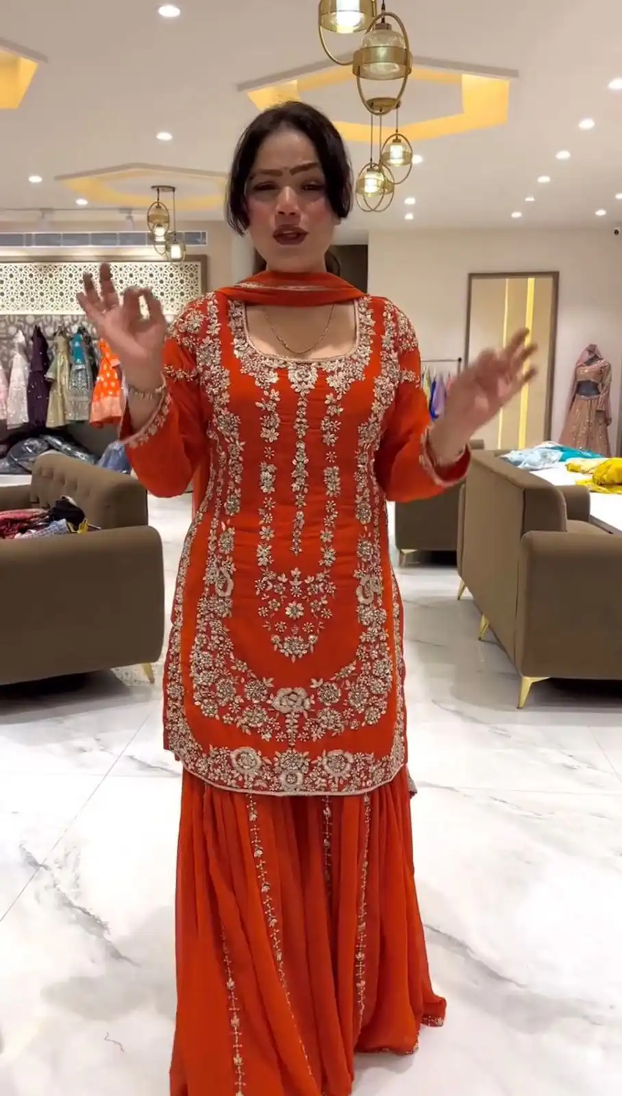 Rust Faux Georgette Lace Work Salwar Suit | Jump Suits, Salwar suit, Casual Suits, Creative suits, Designer Suits, Palazzo Suits, Party Wear Suits, Patiala Suits, Straight Suits