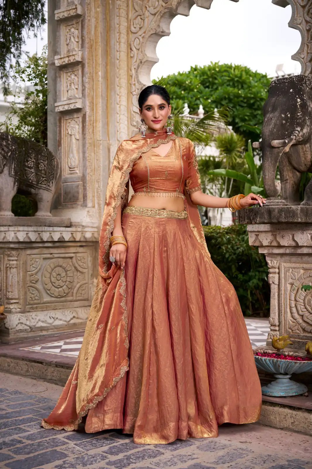 Rust Fendi Sequins Work Lehenga Choli | Lehenga, Bollywood Lehenga, Creative Lehenga, Designer Lehenga, Embroidered Lehenga, Party Wear Lehenga