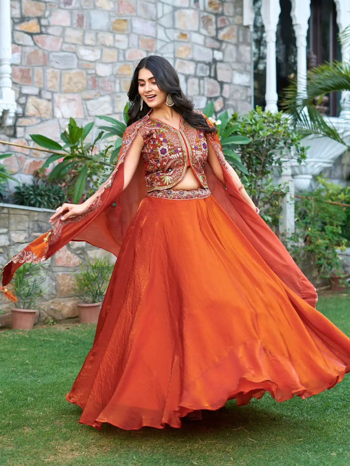 Rust Fendy Silk Embroidery Work Lehenga Choli | Lehenga, Bollywood Lehenga, Creative Lehenga, Designer Lehenga, Embroidered Lehenga, Party Wear Lehenga