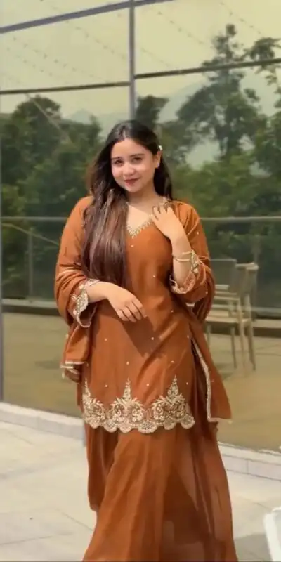 Rust Fox Georgette Lace Embroidery Work Salwar Suit | Jump Suits, Salwar suit, Casual Suits, Creative suits, Designer Suits, Palazzo Suits, Party Wear Suits, Patiala Suits, Straight Suits