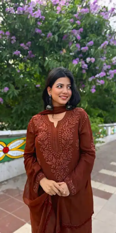 Rust Georgette Embroidery Work Salwal Suit | Jump Suits, Tops & Bottoms, Track Suits, Salwar suit, Casual Suits, Creative suits, Designer Suits, Palazzo Suits, Party Wear Suits, Patiala Suits, Straight Suits, Trendy Wear
