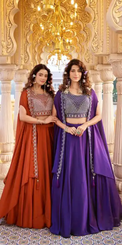 Rust Rangoli Silk Embroidery Work Lehenga Choli | Lehenga, Bollywood Lehenga, Creative Lehenga, Designer Lehenga, Embroidered Lehenga, Party Wear Lehenga