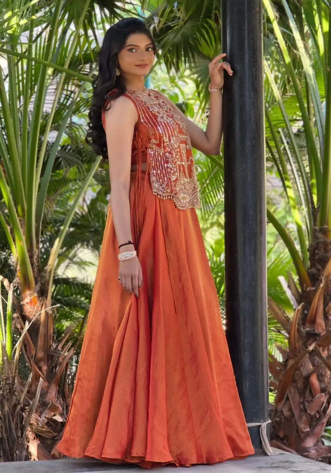 Rust Vichitra Silk Embroidery Work Lehenga Choli | Lehenga, Bollywood Lehenga, Creative Lehenga, Designer Lehenga, Embroidered Lehenga, Party Wear Lehenga