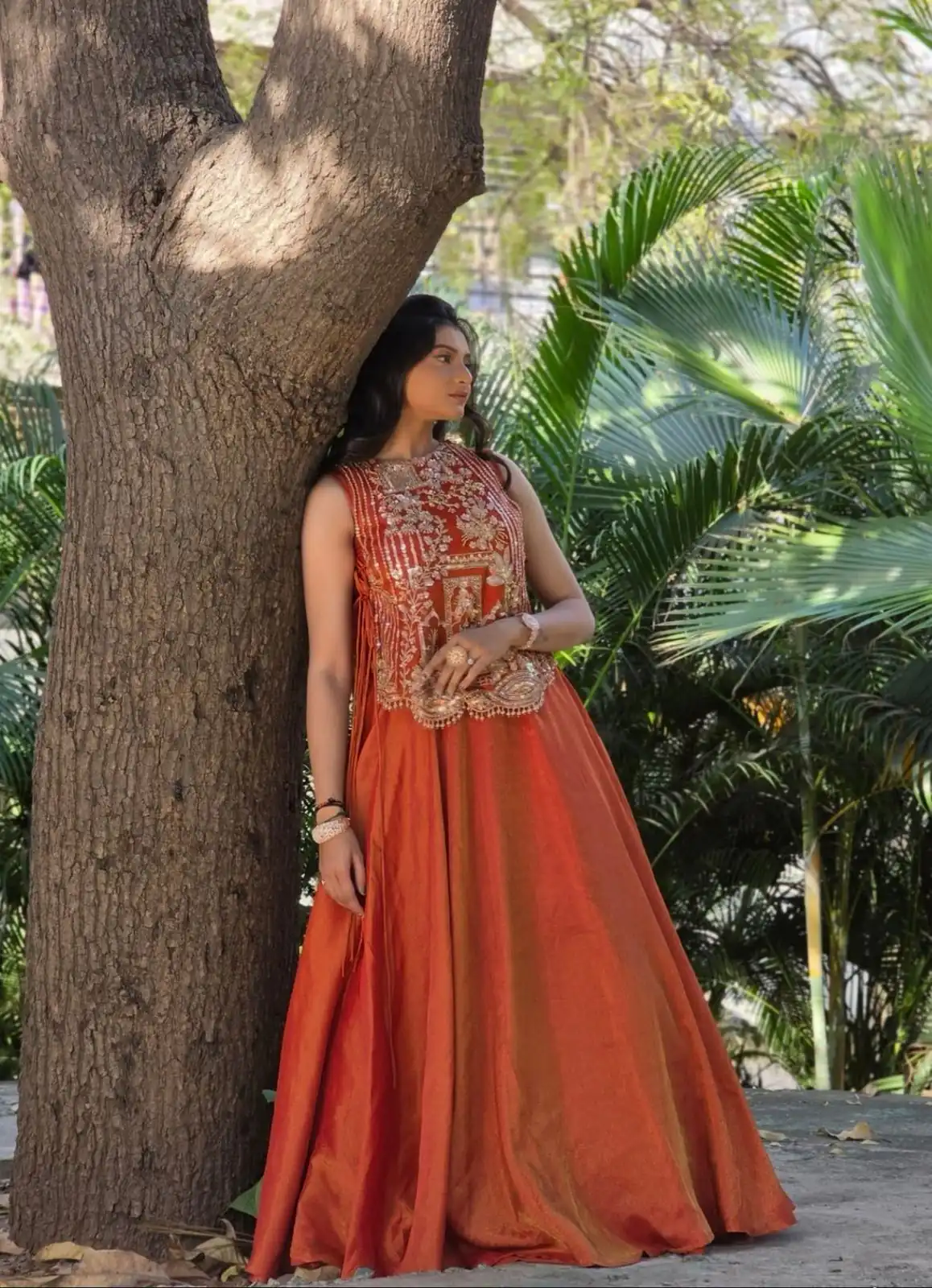 Rust Vichitra Silk Embroidery Work Lehenga Choli | Lehenga, Bollywood Lehenga, Creative Lehenga, Designer Lehenga, Embroidered Lehenga, Party Wear Lehenga