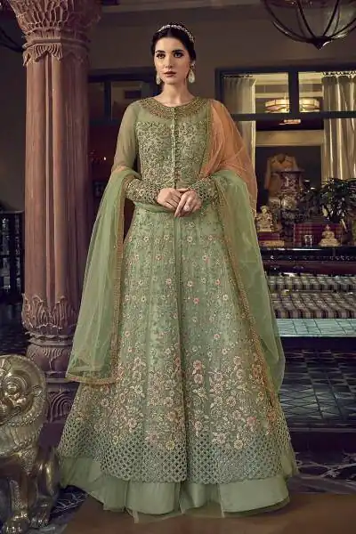 Sea Green Banglory Silk Embroidery Stone Work Salwar Suit | Jump Suits, Salwar suit, Casual Suits, Creative suits, Designer Suits, Palazzo Suits, Party Wear Suits, Patiala Suits, Straight Suits