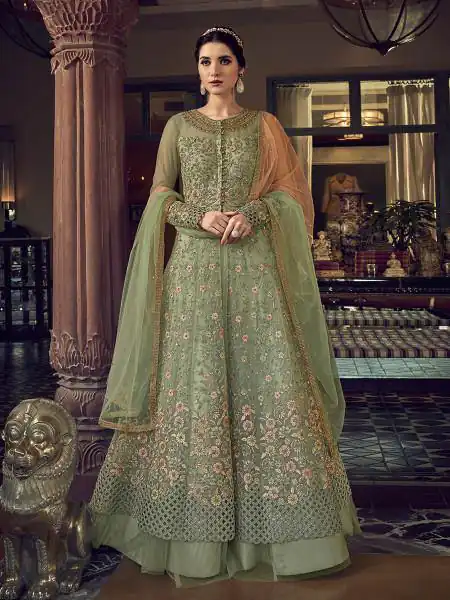Sea Green Banglory Silk Embroidery Stone Work Salwar Suit | Jump Suits, Salwar suit, Casual Suits, Creative suits, Designer Suits, Palazzo Suits, Party Wear Suits, Patiala Suits, Straight Suits