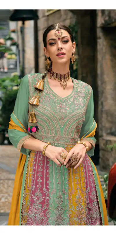 Sea Green Chinon Embroidery Work Salwar Suit | Jump Suits, Salwar suit, Casual Suits, Creative suits, Designer Suits, Palazzo Suits, Party Wear Suits, Patiala Suits, Straight Suits
