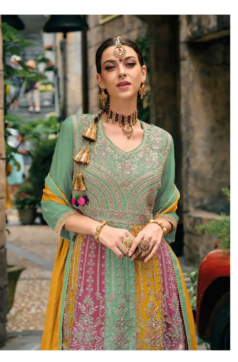 Sea Green Chinon Embroidery Work Salwar Suit | Jump Suits, Salwar suit, Casual Suits, Creative suits, Designer Suits, Palazzo Suits, Party Wear Suits, Patiala Suits, Straight Suits