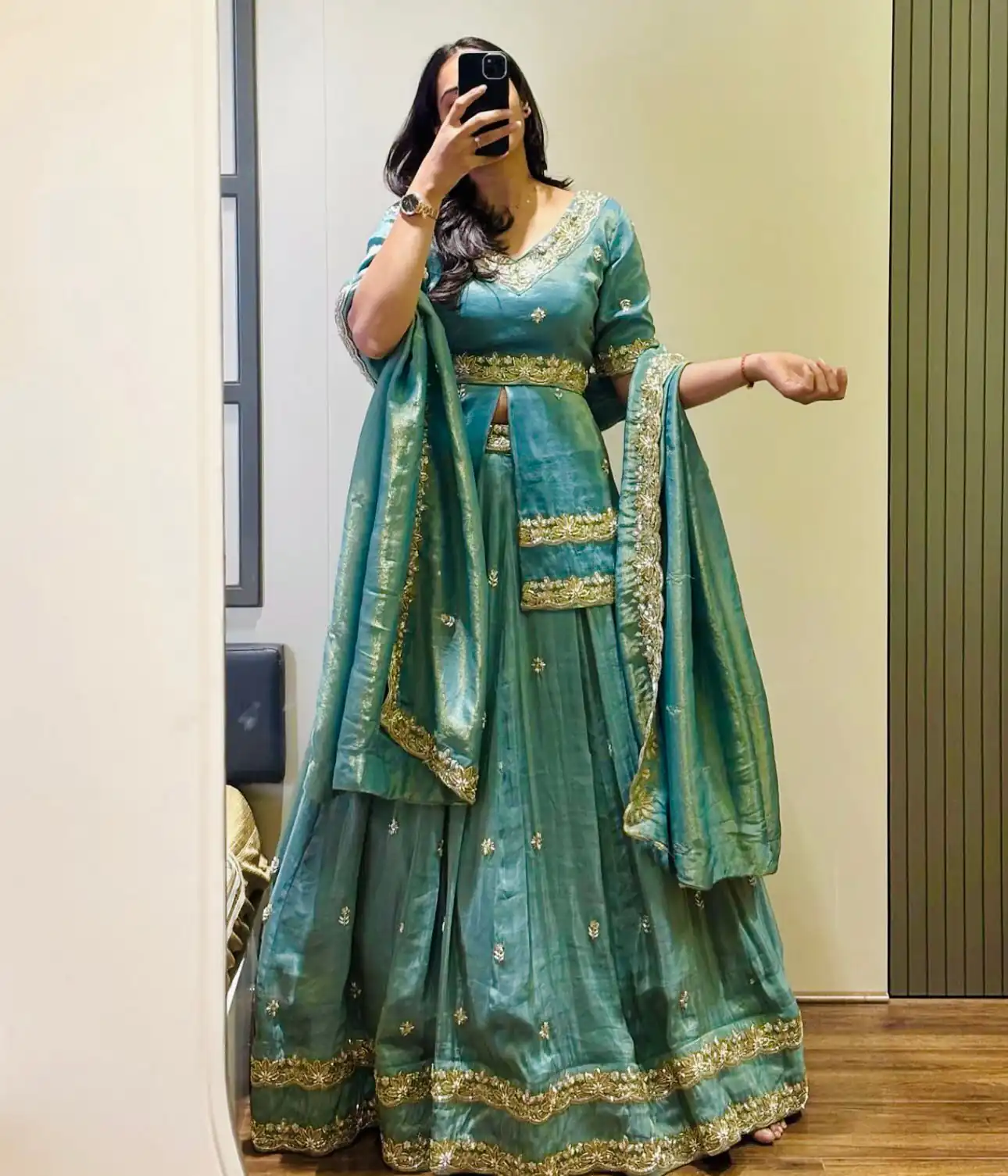 Sea Green Chinon Silk Thread Work Lehenga Choli | Lehenga, Bollywood Lehenga, Creative Lehenga, Designer Lehenga, Embroidered Lehenga, Party Wear Lehenga