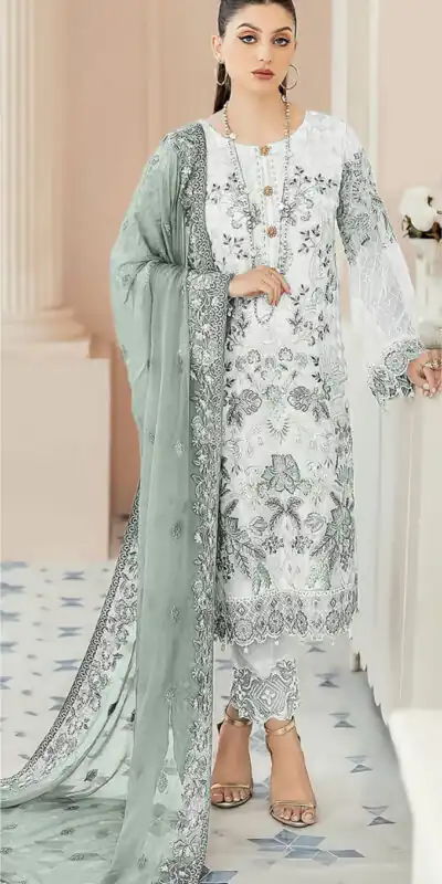 Sea Green Georgette With Embroidery Work Salwar Suit | Jump Suits, Salwar suit, Casual Suits, Creative suits, Designer Suits, Palazzo Suits, Party Wear Suits, Patiala Suits, Straight Suits