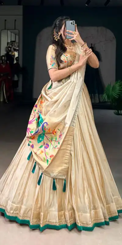 Sea Green Shimmer Zari Weaving Work Lehenga Choli | Lehenga, Bollywood Lehenga, Creative Lehenga, Designer Lehenga, Embroidered Lehenga, Party Wear Lehenga