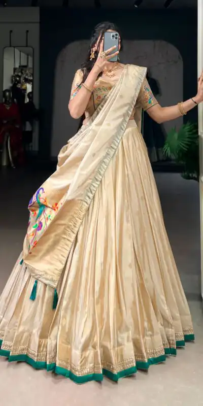 Sea Green Shimmer Zari Weaving Work Lehenga Choli | Lehenga, Bollywood Lehenga, Creative Lehenga, Designer Lehenga, Embroidered Lehenga, Party Wear Lehenga