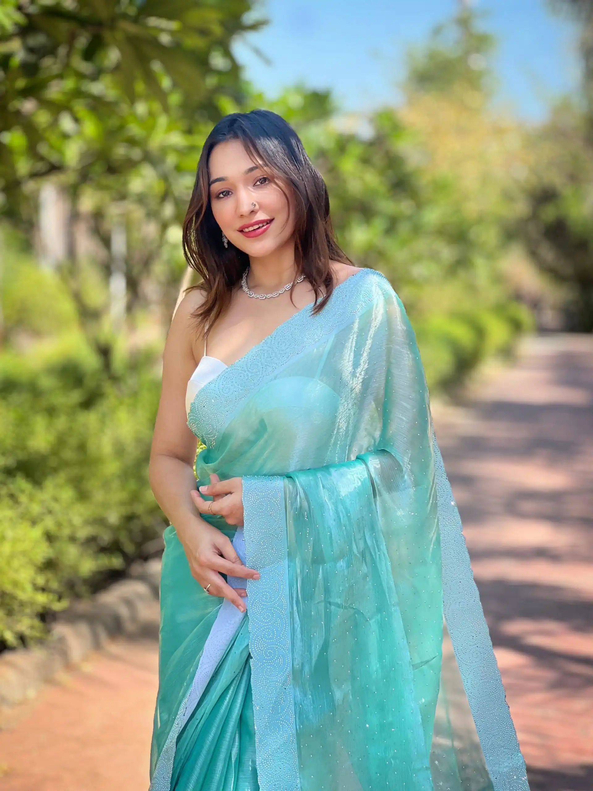 Sea Green Silk Diamond Sequins Saree | Sarees, Bollywood Sarees, Creative Sarees, Designer Sarees, Embroidered Sarees, Ethnic Saree, Modern Digital sarees, Party Wear Sarees