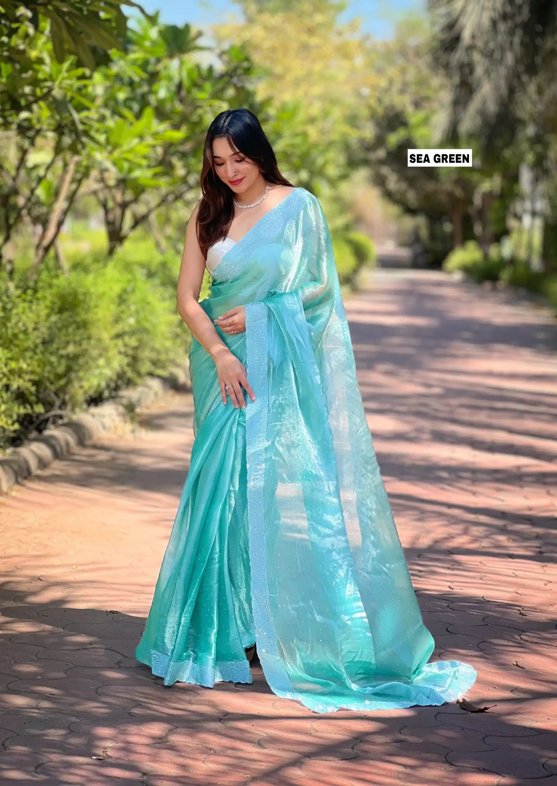 Sea Green Silk Diamond Sequins Saree | Sarees, Bollywood Sarees, Creative Sarees, Designer Sarees, Embroidered Sarees, Ethnic Saree, Modern Digital sarees, Party Wear Sarees