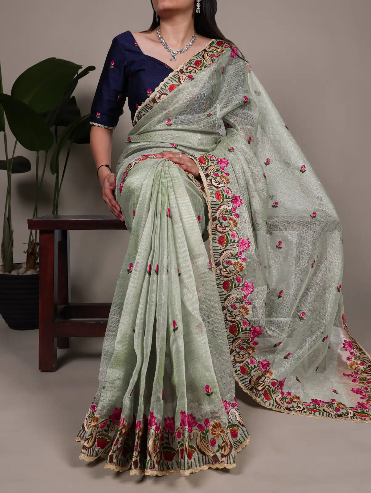 Sea Green Zari Kota Tissue Embroidery Zari Work Saree | Sarees, Bollywood Sarees, Creative Sarees, Designer Sarees, Embroidered Sarees, Ethnic Saree, Modern Digital sarees, Party Wear Sarees