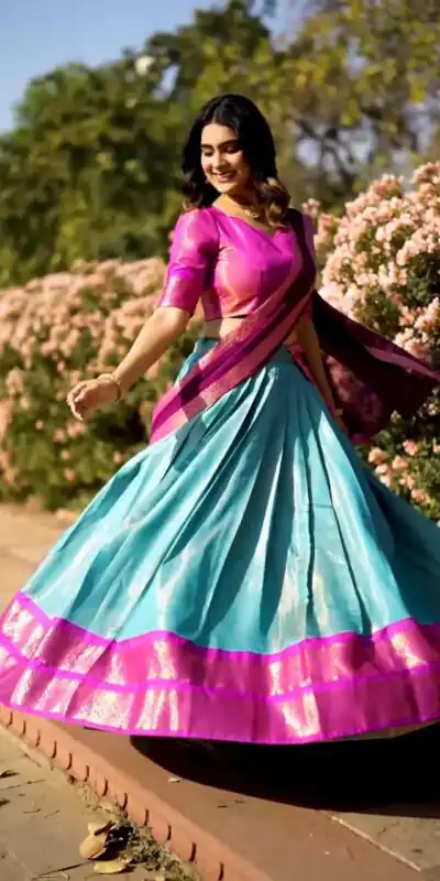 See Blue Kanchipuram Zari Weaving Lehenga Choli | Lehenga, Bollywood Lehenga, Creative Lehenga, Designer Lehenga, Embroidered Lehenga, Party Wear Lehenga