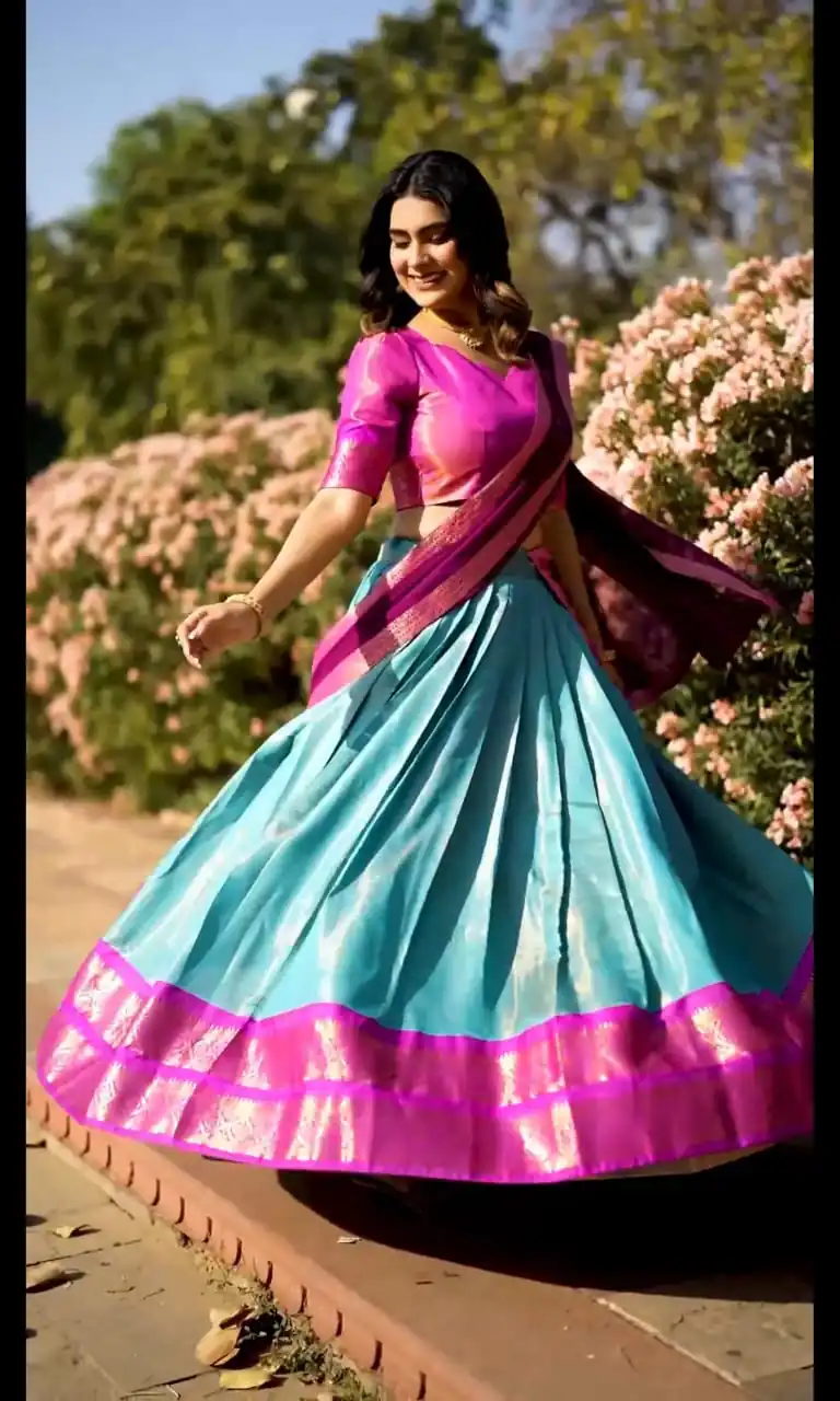 See Blue Kanchipuram Zari Weaving Lehenga Choli | Lehenga, Bollywood Lehenga, Creative Lehenga, Designer Lehenga, Embroidered Lehenga, Party Wear Lehenga